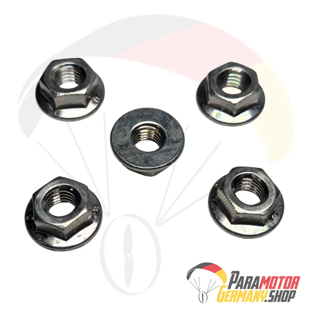 AT019.5 Lock nut high temperature 6 x 1.00 mm DIN 6923 (Set of 5) | Vittorazi