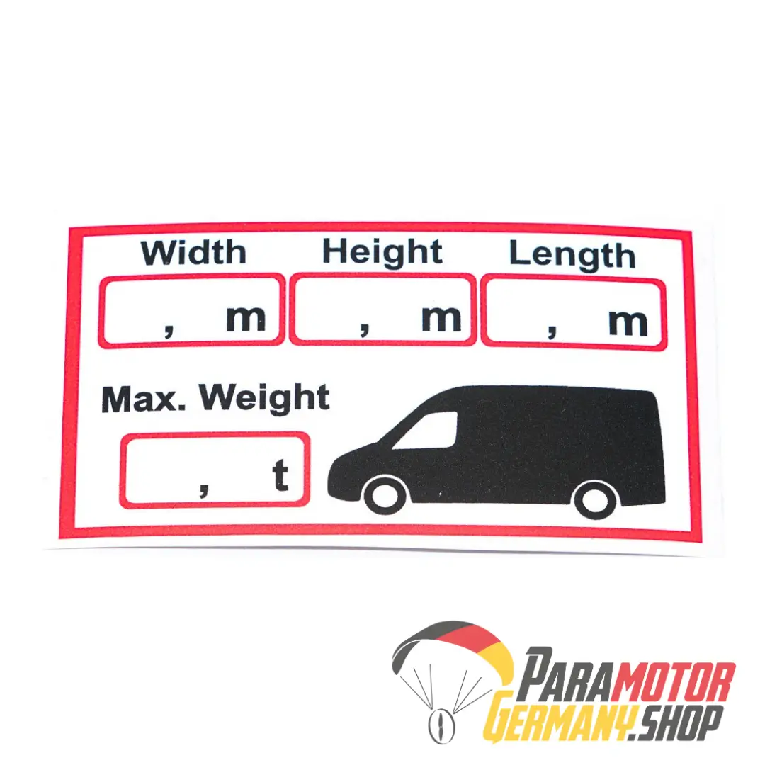 Van camper van sticker Dimensions Size Length Width Height Weight 90 x 50 mm